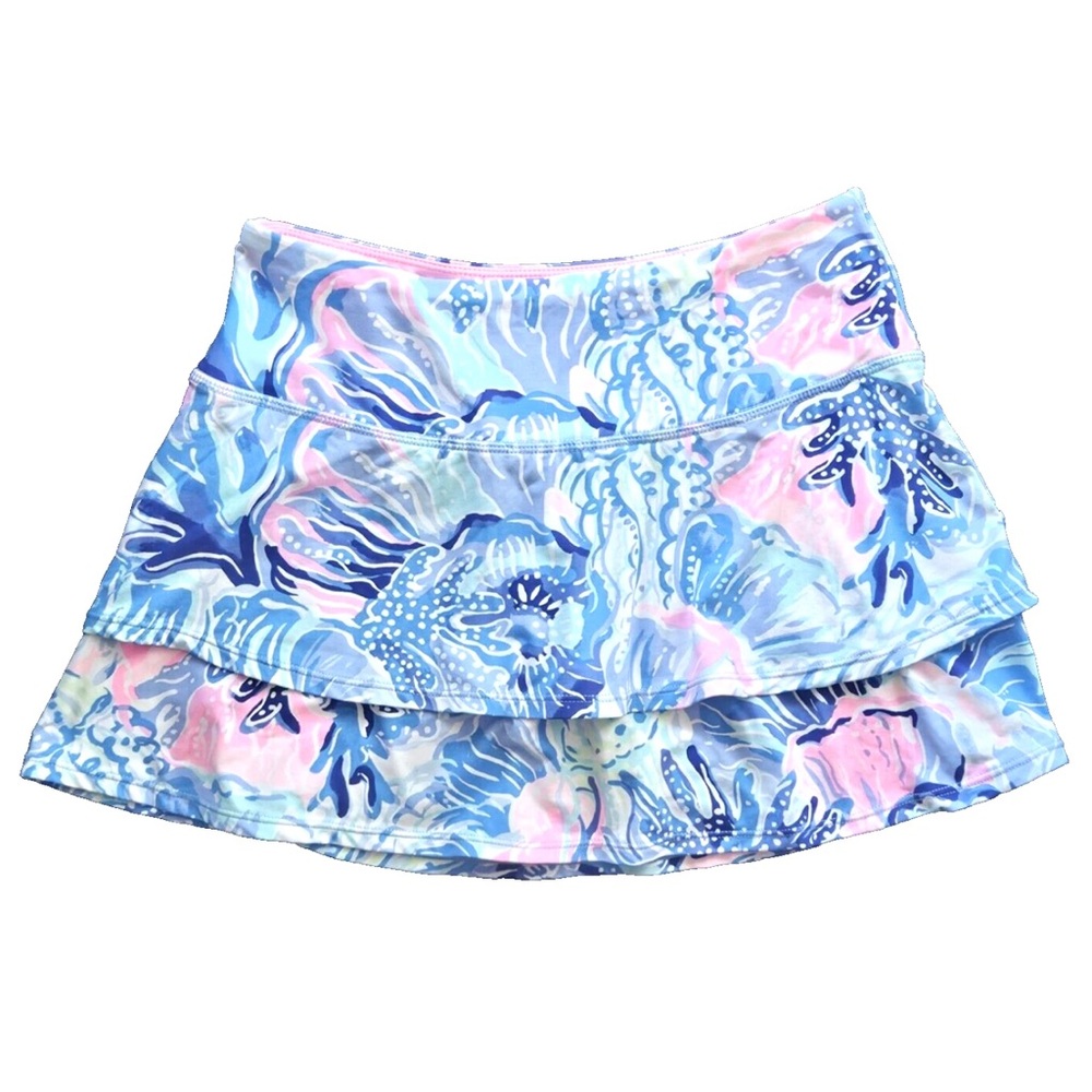 Lilly Pulitzer UPF 50+ Luxletic Adlai Skort in Saltwater Blue Shade Seekers, SM
